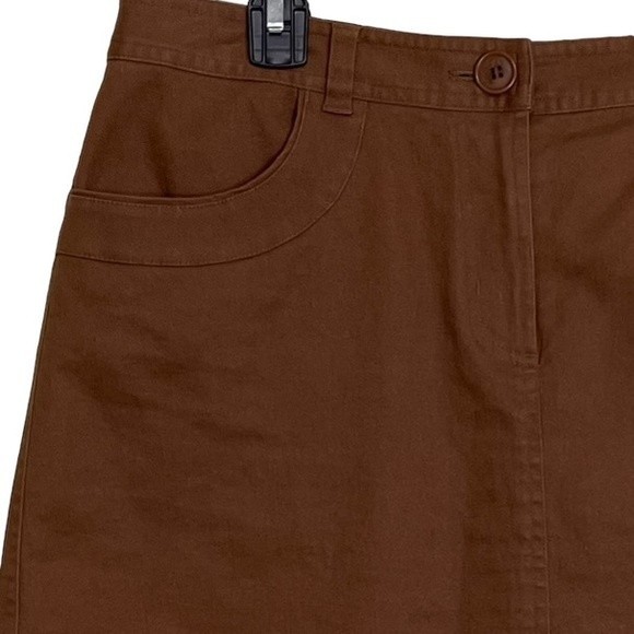 Talbots Linen Blend Pencil Skirt Brown Knee Length Office Summer Casual Size 14P - Picture 3 of 9